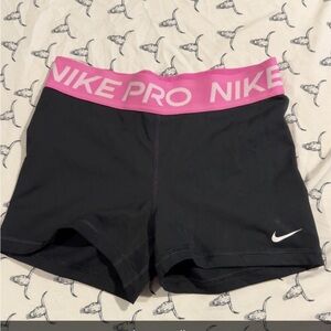 Nike Women's Black and Pink Pro Shorts